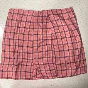 SHEIN Pink Plaid Mini Skirt